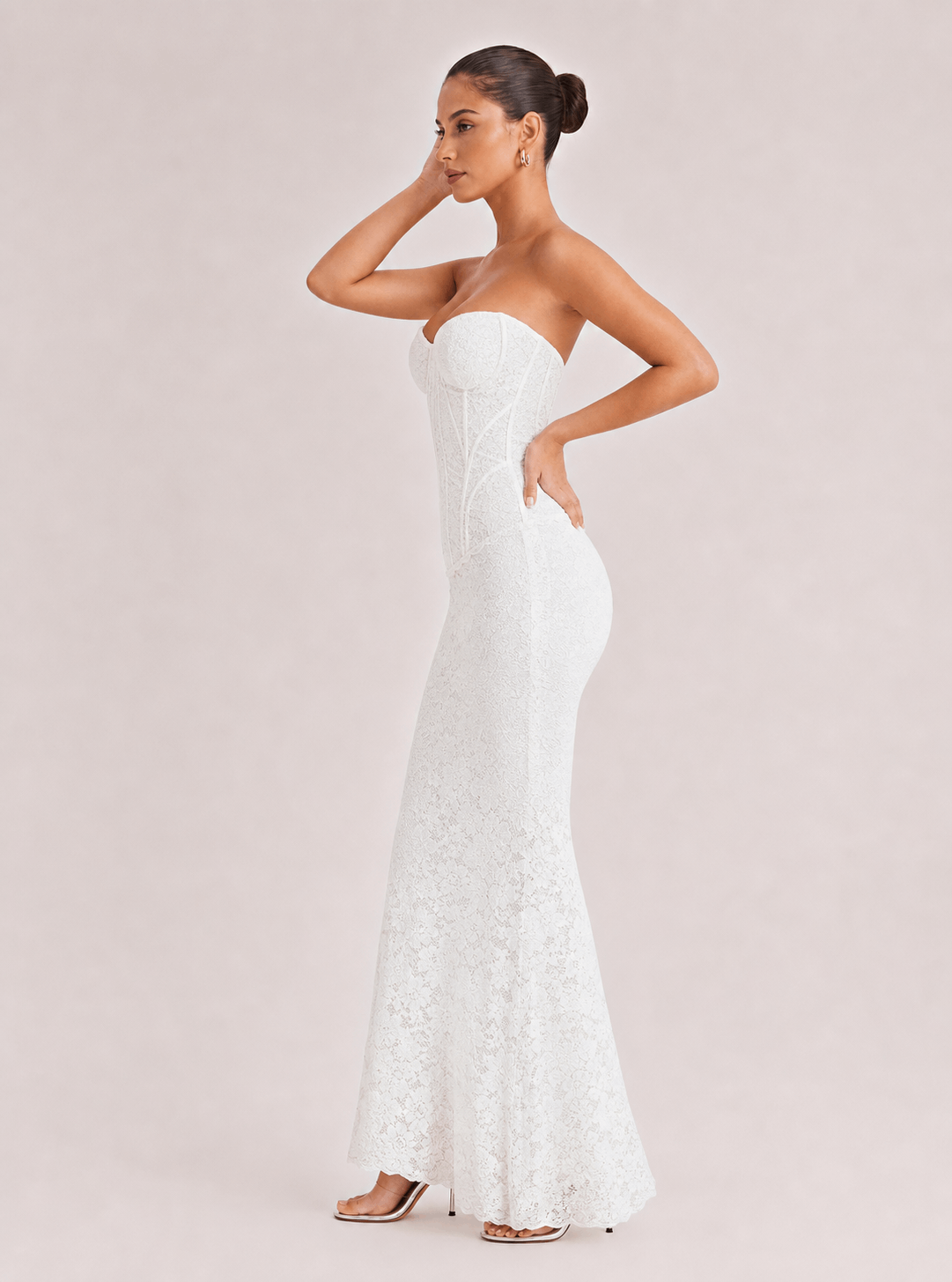 Retro Palace Style And Modern Sexy Tailoring Fusion Tube-length Fishtail Lace Dress